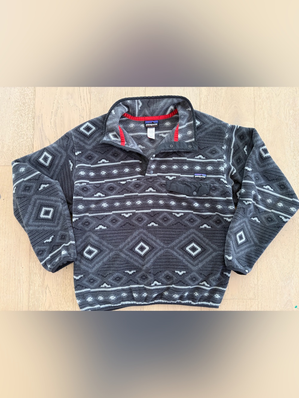 Patagonia Vintage Men's Eyota Southwest Grey Snap-T Synchilla Fleece Pullover